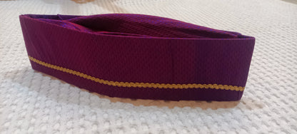 Wine Purple Royal Paithani Topi — Side Angle
