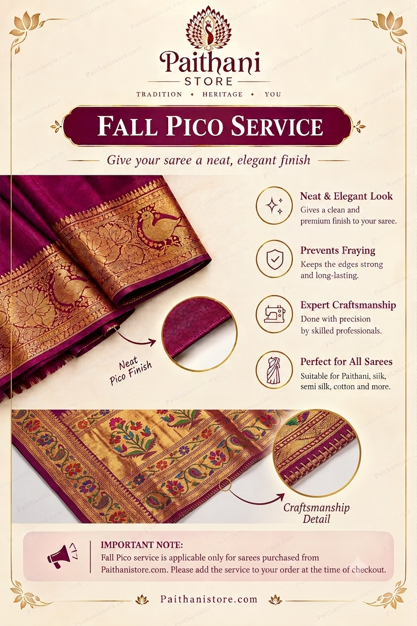 Premium Fall & Pico Edge Finishing for Paithani Saree