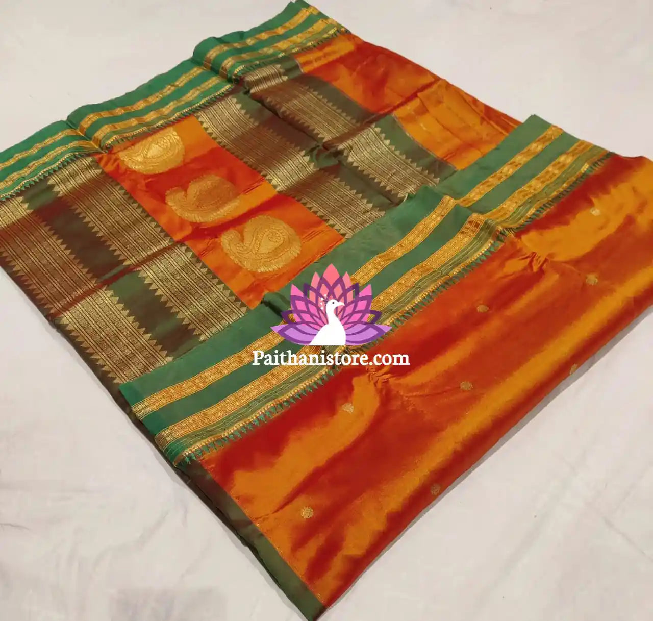 Red Color Silk Cotton Printed Narayan Peth Handloom Saree – BharatSthali