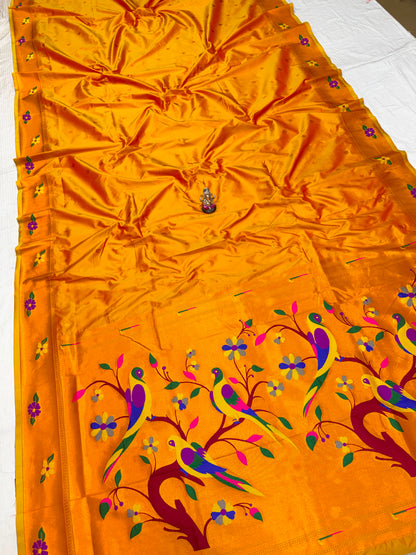 Radhika parrot Pallu Paithani Saree