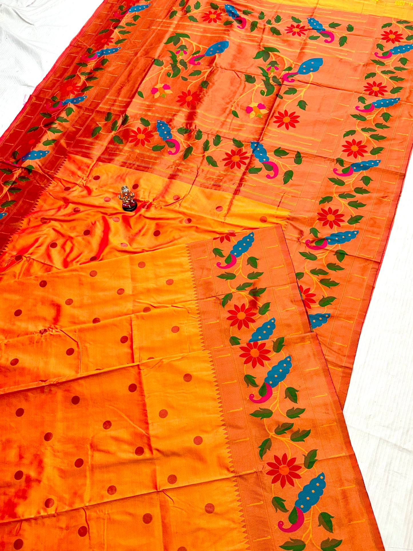Designer Brocade All-Over Semi Silk Paithani Saree