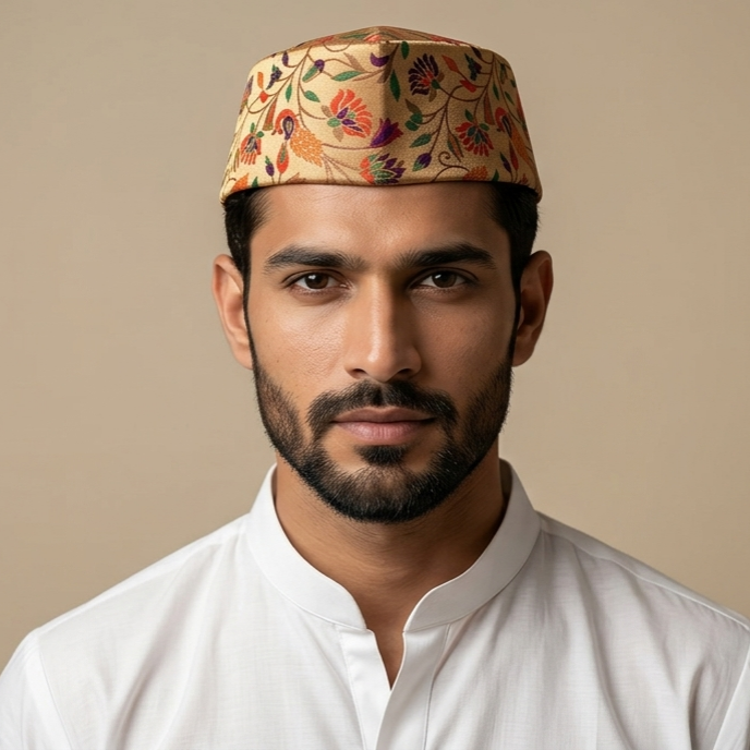 All Over Paithani Cap — Front View