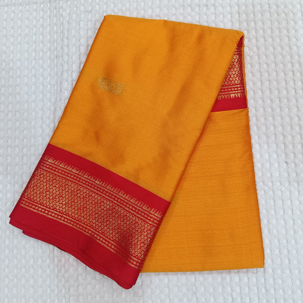 Mango-Red Sico Paithani Saree - Silk Cotton