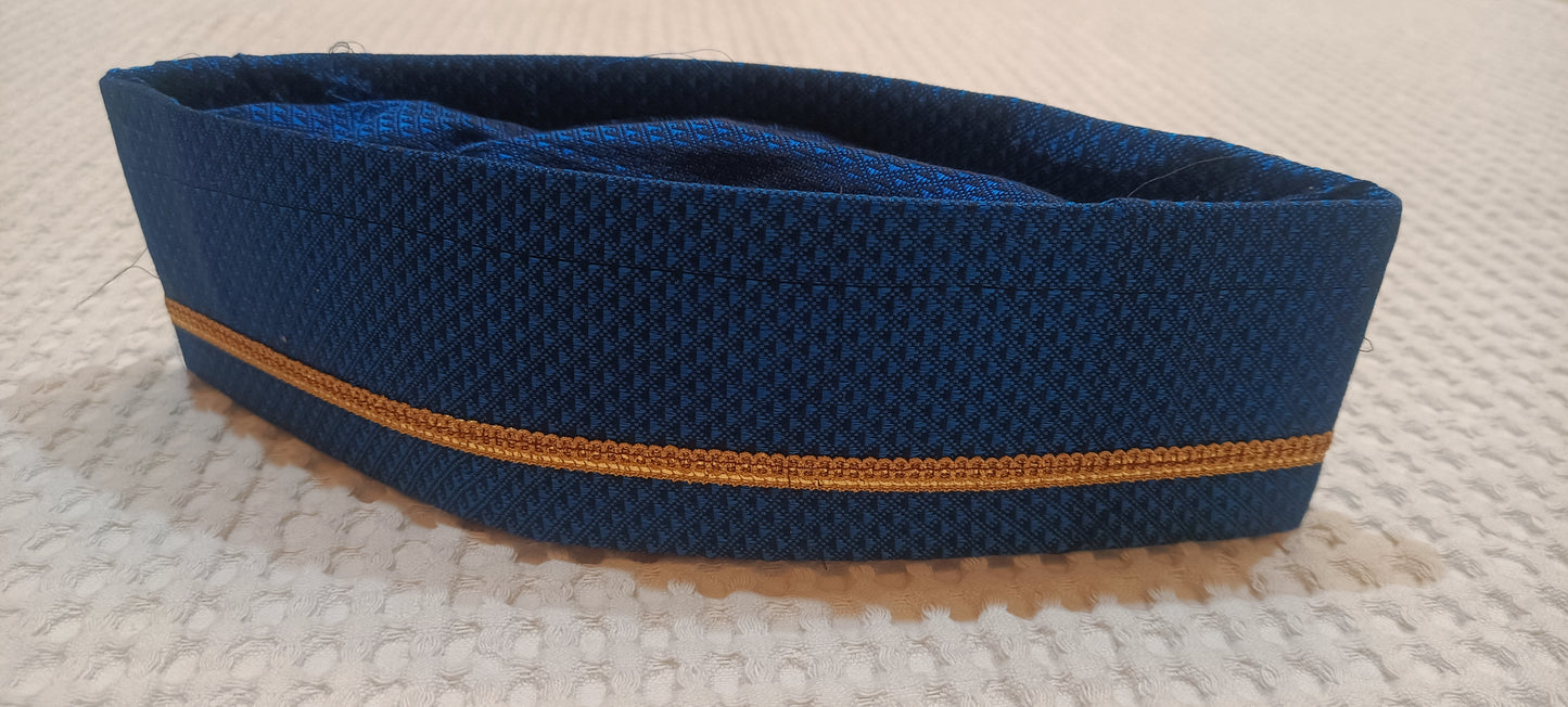 Peacock Blue Silk Paithani Topi — Side Angle