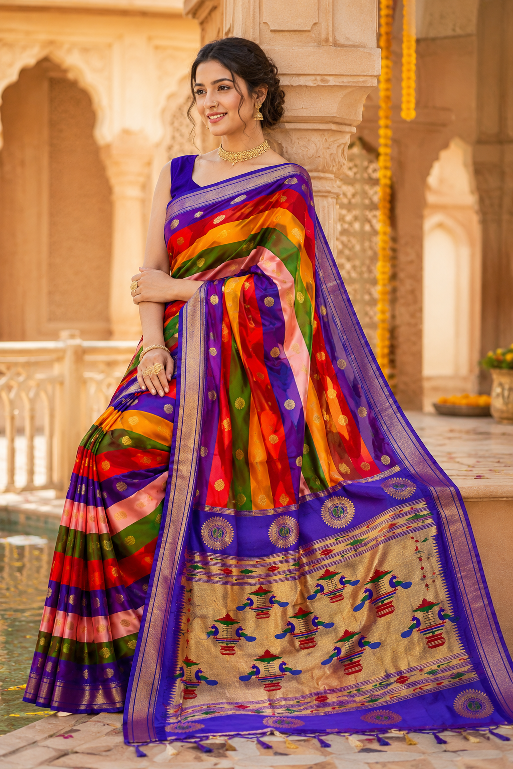 Indradhanush Kadiyal Paithani Saree