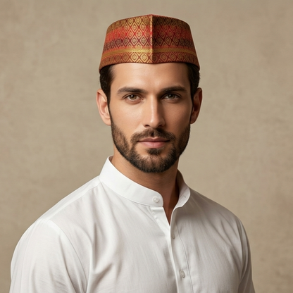 All Over Design Paithani Topi (Style 2) - Front View