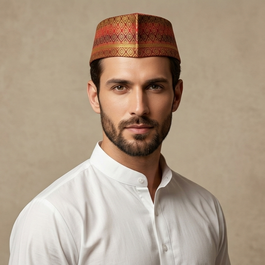 All Over Design Paithani Topi (Style 2) — Front View