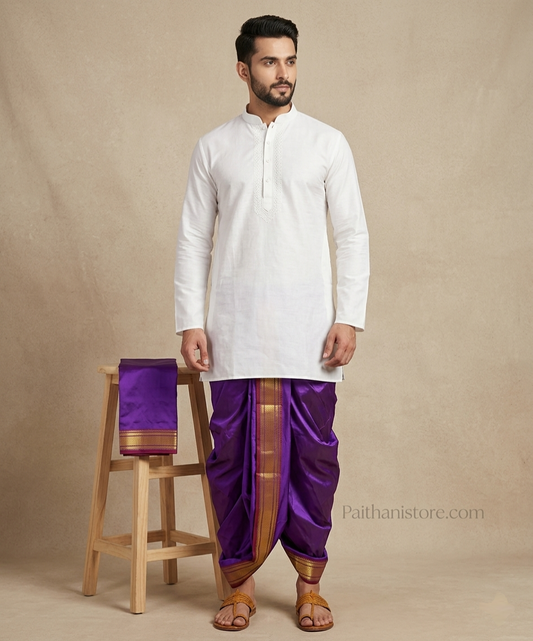 Men Dhoti Online - Traditional Men's Dhoti for Wedding & Pooja | Paithanistore