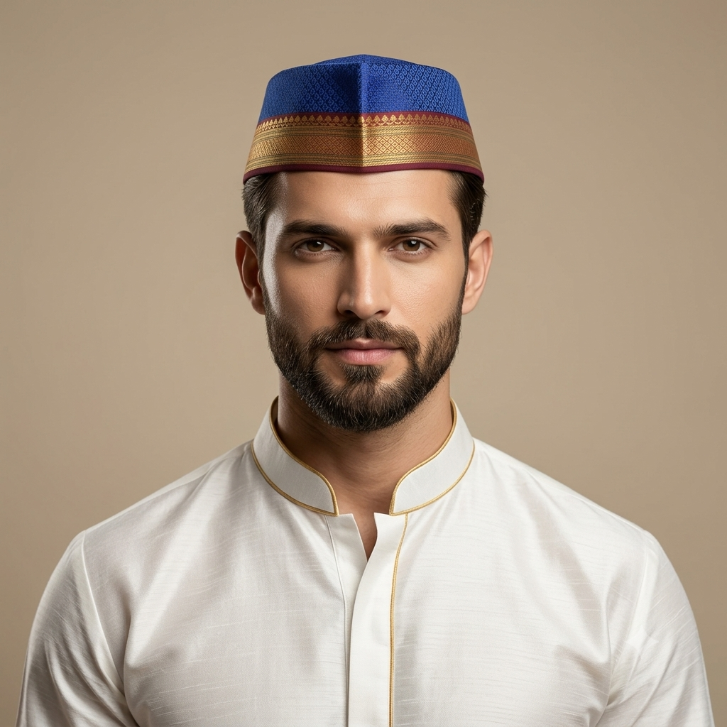 Blue Paithani Topi