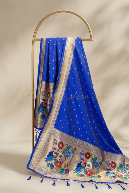 Blue Muniya Border Paithani Dupatta