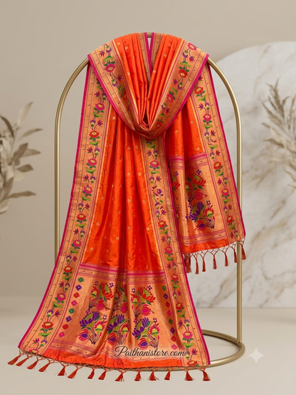 Elegant Paithani Silk Dupatta - Traditional Ethnic