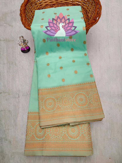 Elegant Kanjivaram Border Paithani Sarees With All Over Jari Butti