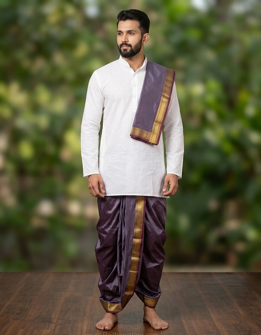 Men's Dhoti Readymade - Traditional Men's Dhoti for Wedding & Pooja | Paithanistore