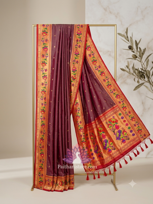 Premium Banarsi Silk Paithani Dupatta with Lotus Design
