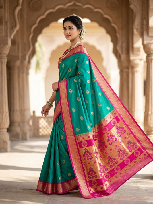 Morpankhi Color Kadiyal Designer Paithani