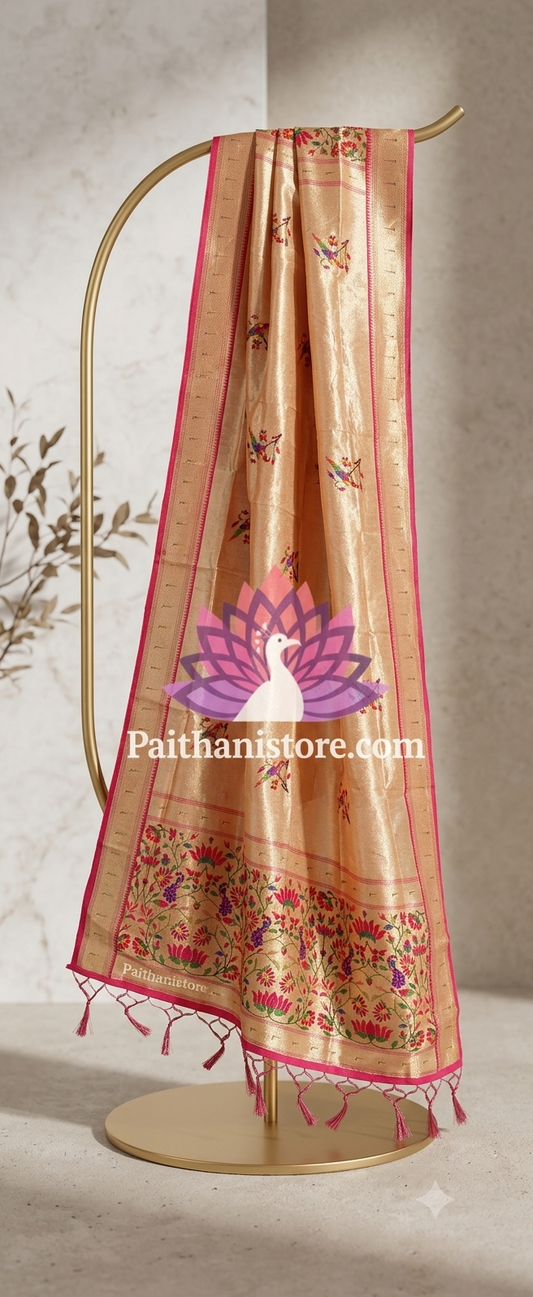 Red Muniya Border Paithani Dupatta - Silk