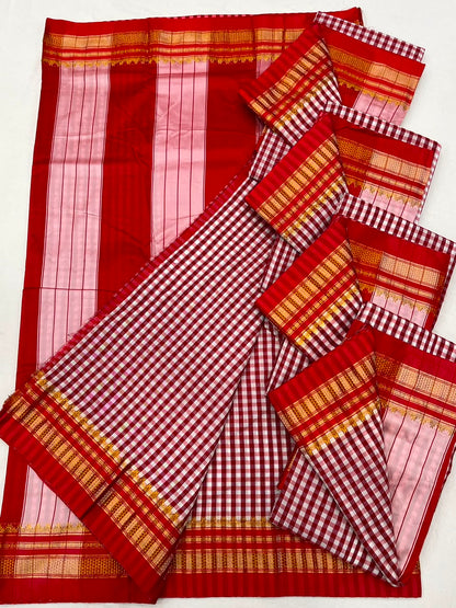 Checks Irkal Saree in Art Soft Silk with Contrast Blouse