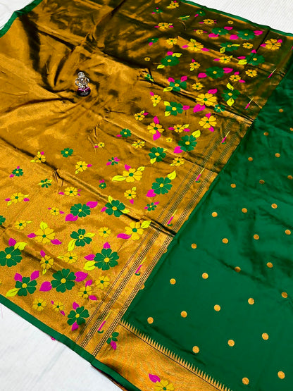 Radhika parrot Pallu Paithani Saree