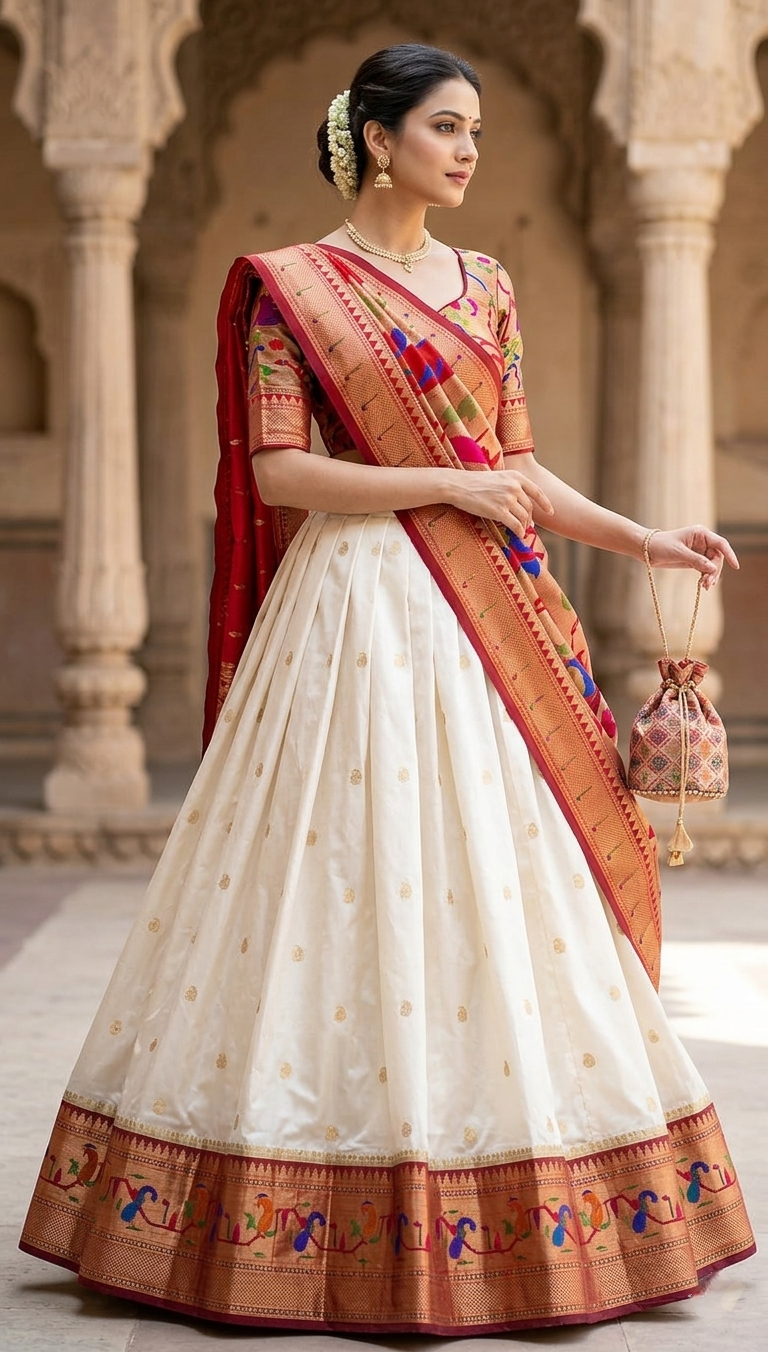 Designer Paithani Lehenga - Front View