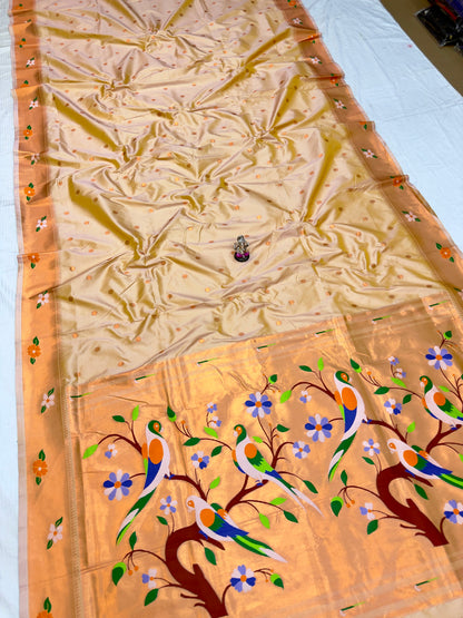 Radhika parrot Pallu Paithani Saree