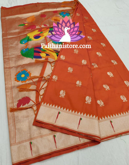 Designer Parrot Pallu Paithani Saree