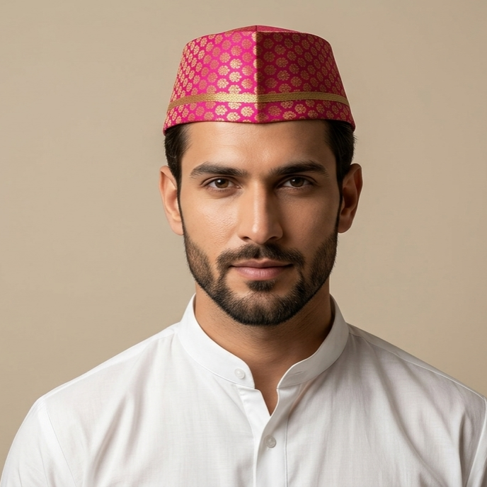 Designer Paithani Cap — Front View