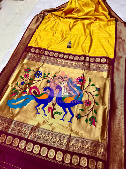 Semi Silk Designer Kadiyal Paithani Saree