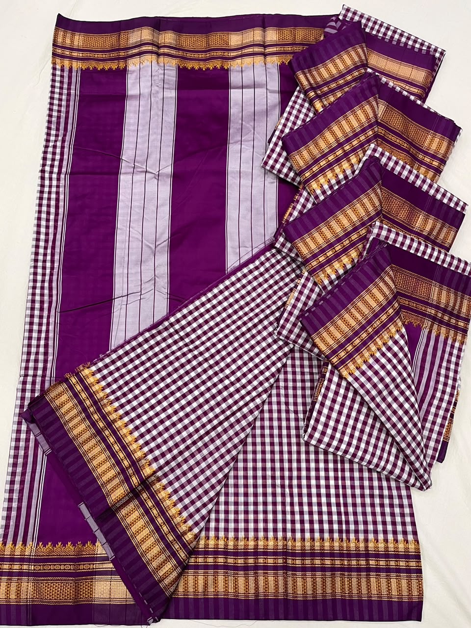 Checks Irkal Saree in Art Soft Silk with Contrast Blouse
