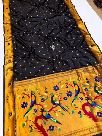 Radhika parrot Pallu Paithani Saree