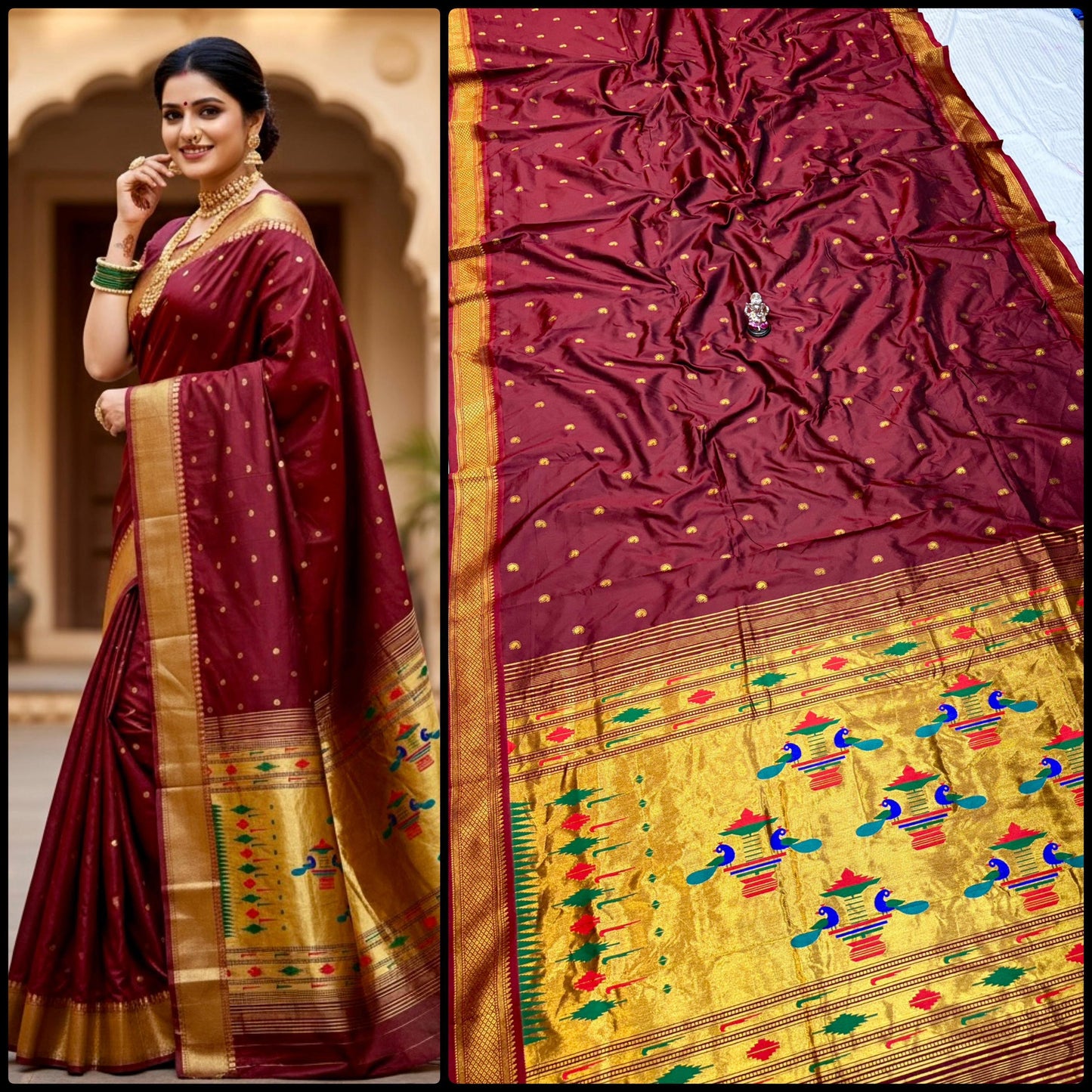 Classic Semi Silk Yeola Double pallu Paithani Saree
