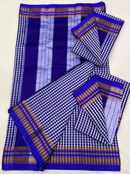Checks Irkal Saree in Art Soft Silk with Contrast Blouse