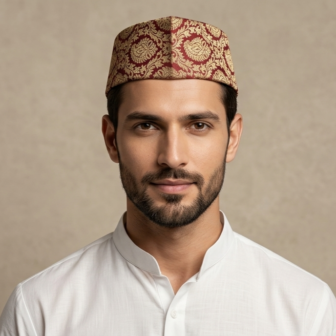 Paithani Topi 4 — Front View