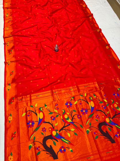 Radhika parrot Pallu Paithani Saree