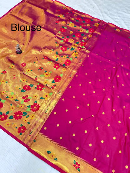 Radhika parrot Pallu Paithani Saree