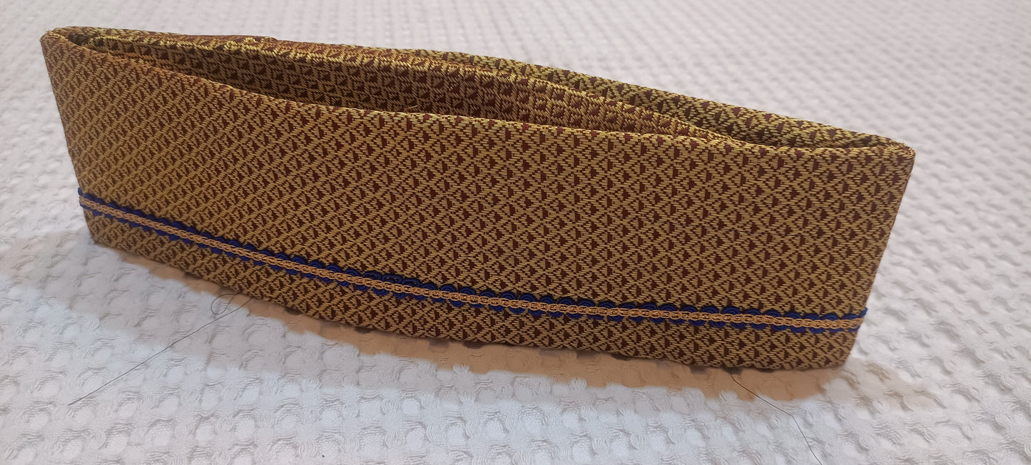 Saffron Silk Paithani Pheta — Side Angle
