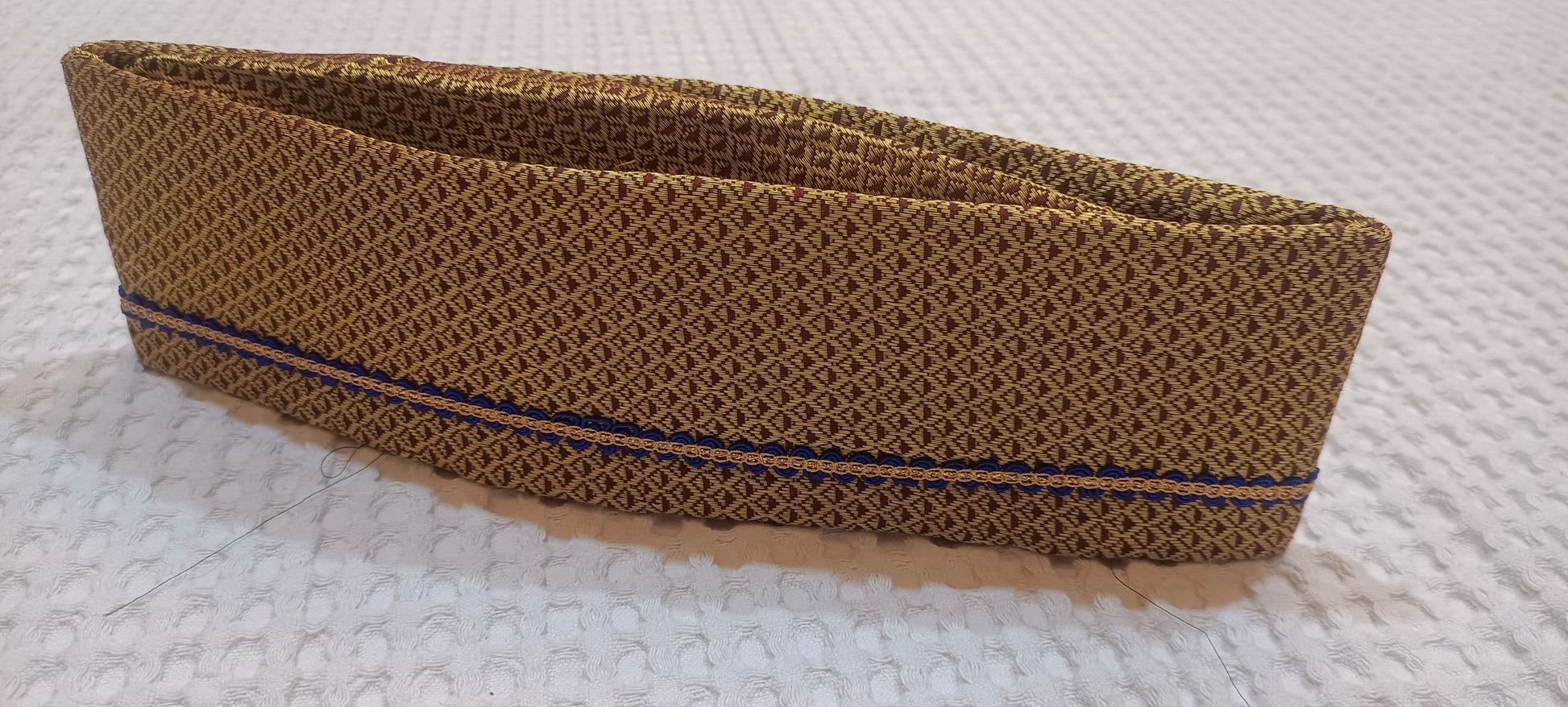 Saffron Silk Paithani Pheta — Side Angle