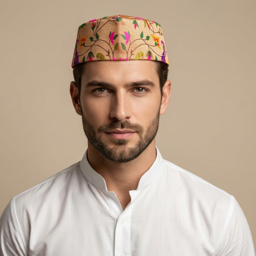 All Over Design Paithani Topi (Style 3) — Front View