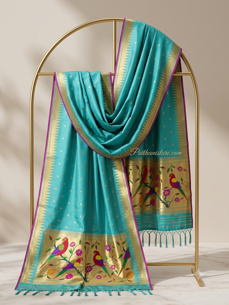 Beautiful Rama Colour Paithani Dupatta