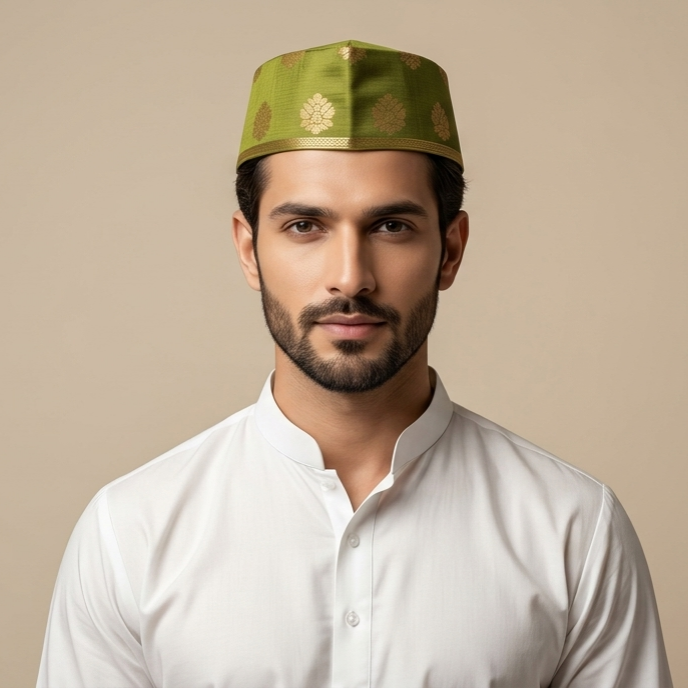 Paithani Cap for Wedding - Silk Groom Topi