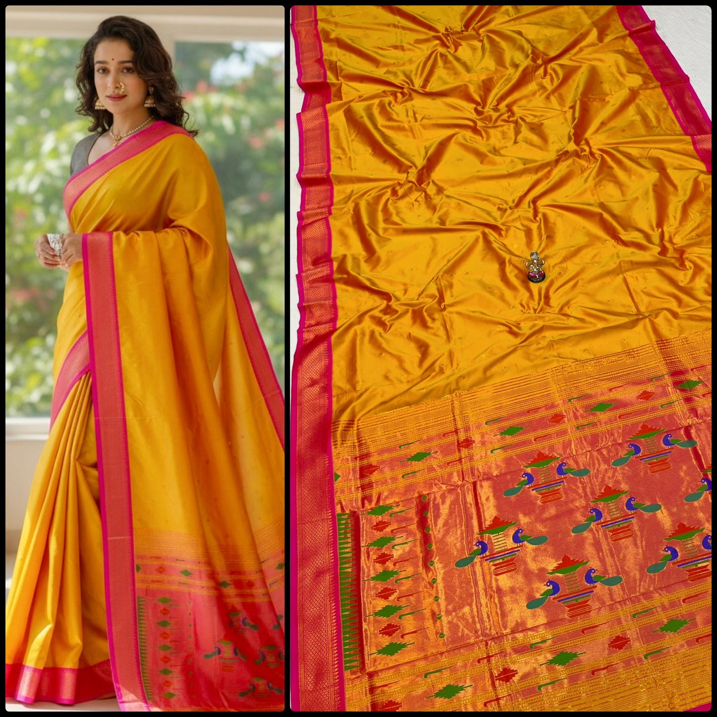 Classic Semi Silk Yeola Double pallu Paithani Saree