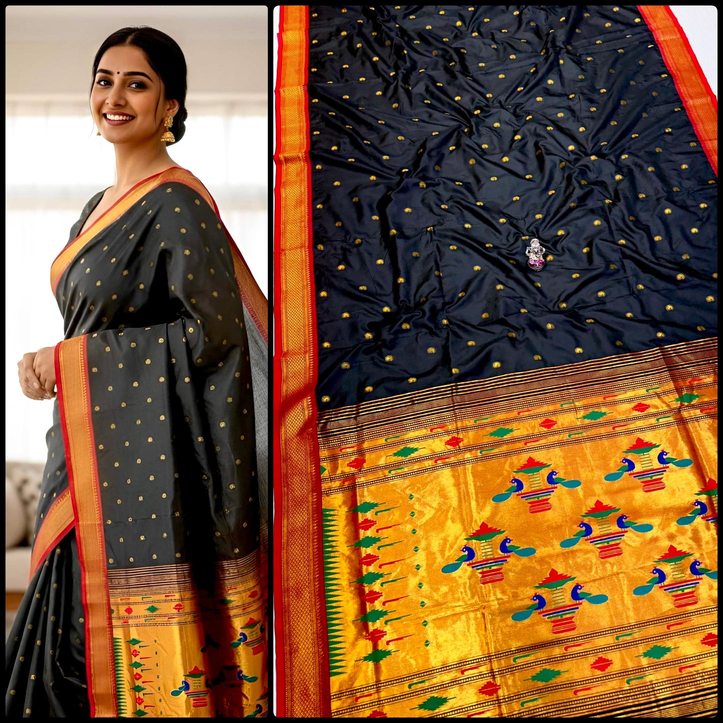 Classic Semi Silk Yeola Double pallu Paithani Saree
