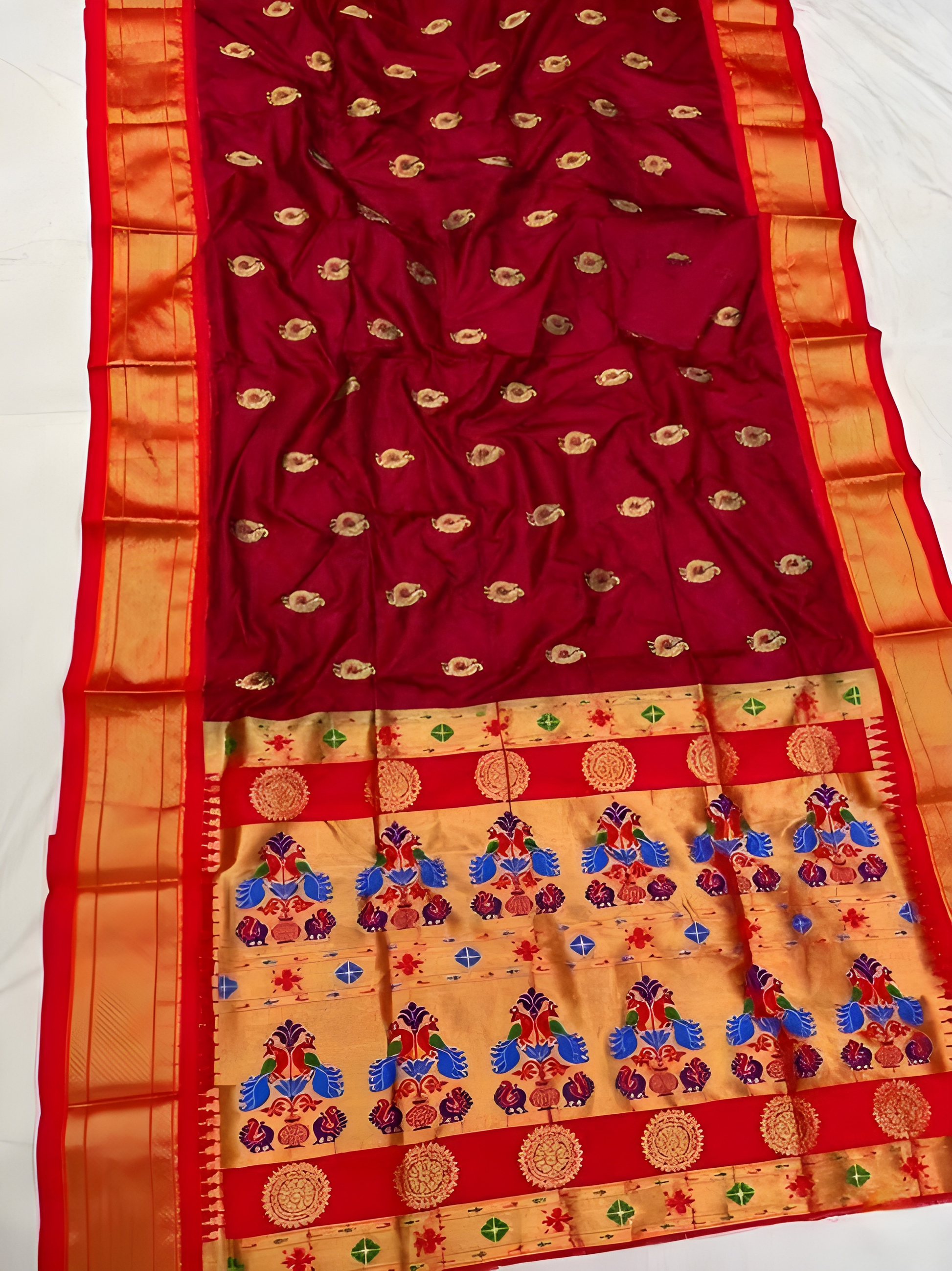 Designer Royal Red Kadiyal Paithani Silk Saree - Authentic Pure Silk Paithani Saree from Yeola (View 2)