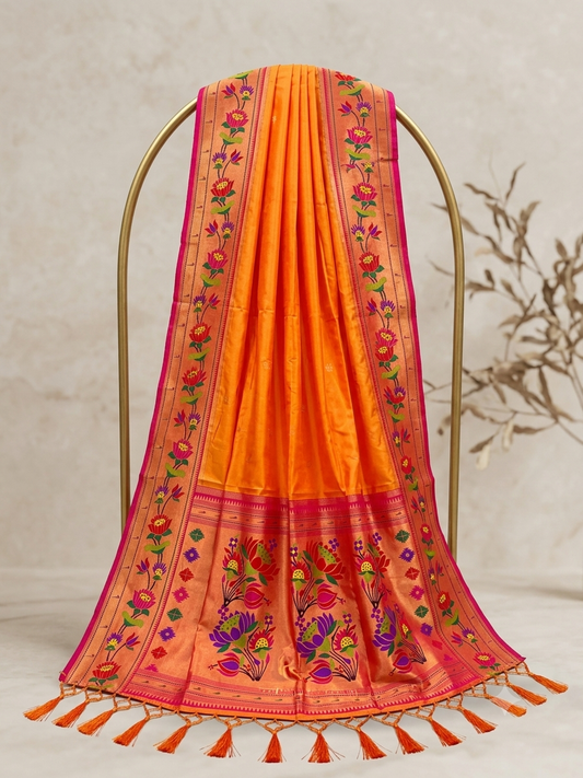 Designer Dual Tone Lotus Paithani Dupatta