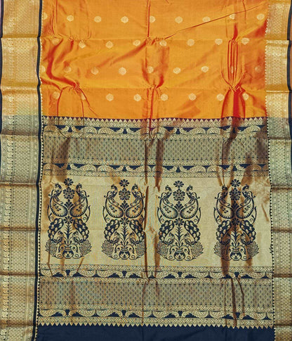 Mango Color Mhalsa Paithani Saree