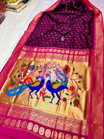 Semi Silk Designer Kadiyal Paithani Saree