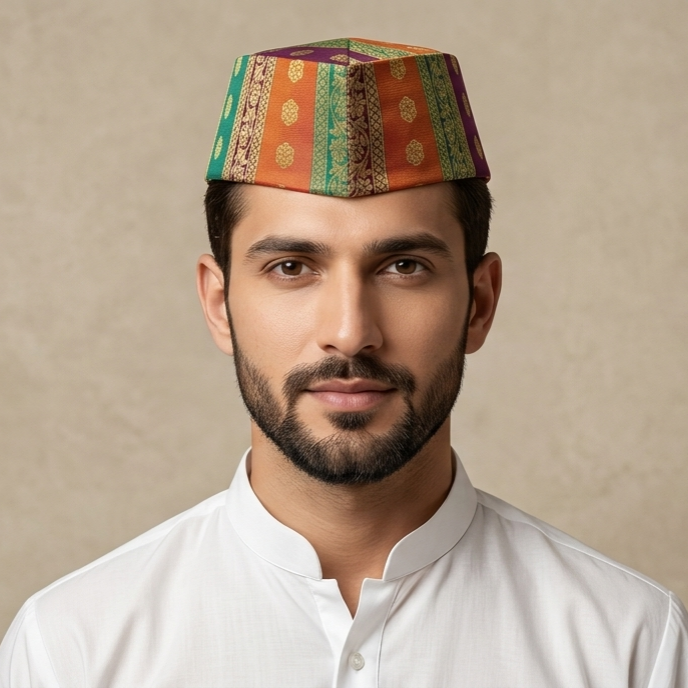 Paithani Topi 2 — Front View
