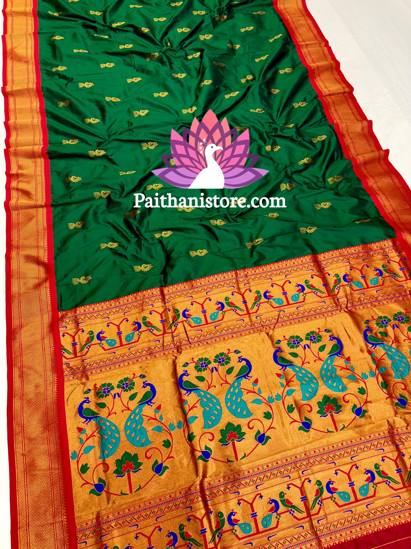 Designer Peacock Butti Kadiyal Paithani Saree
