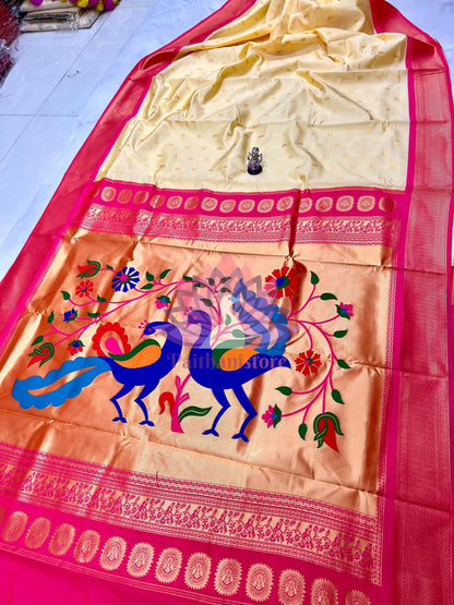 Semi Silk Designer Kadiyal Paithani Saree