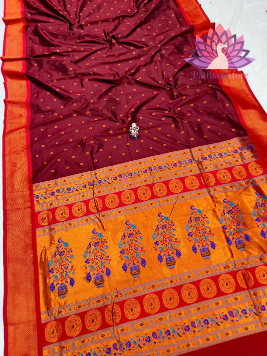 All Over Meena Butti Semi Silk Paithani Saree