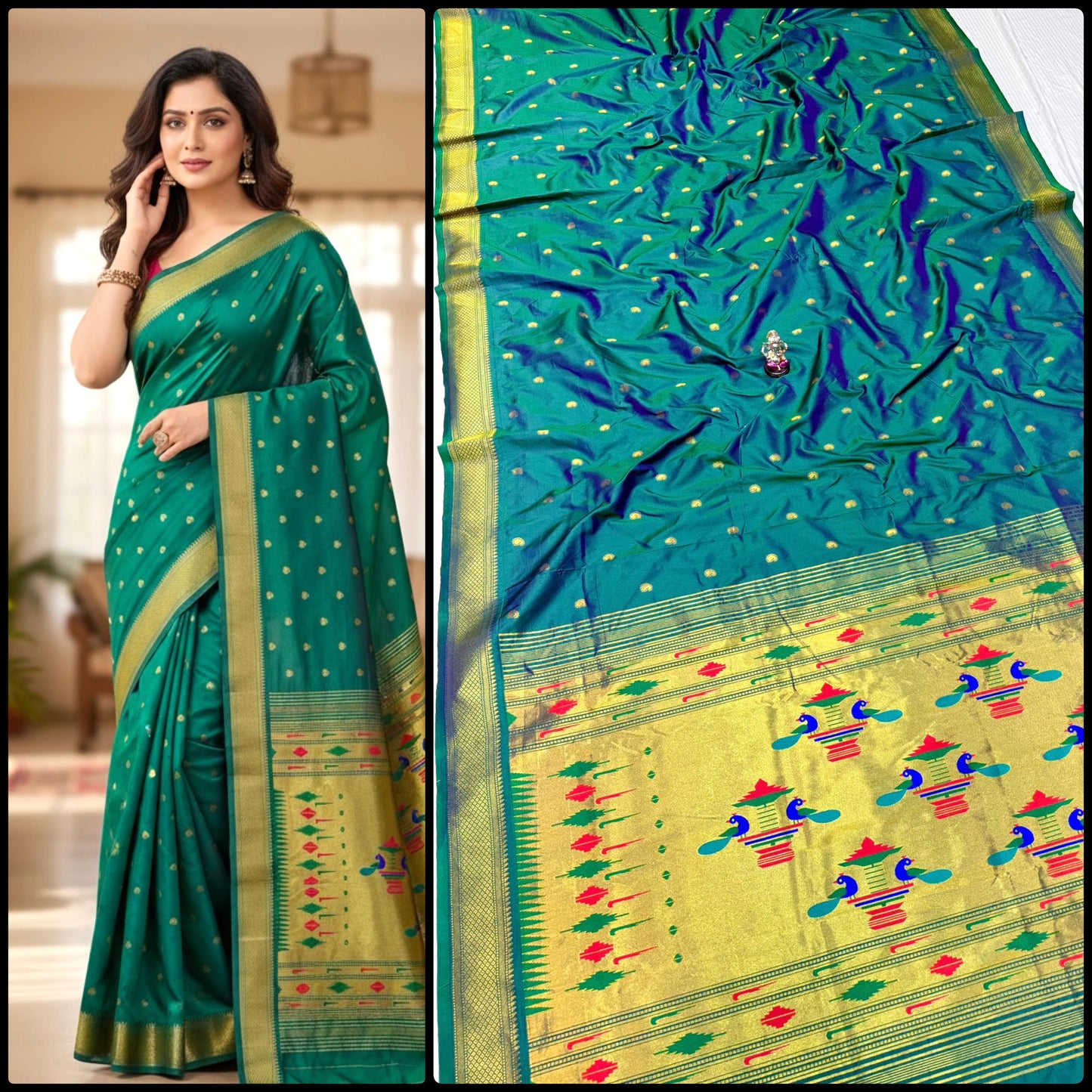 Classic Semi Silk Yeola Double pallu Paithani Saree